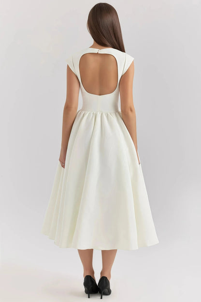 Robe Midi Dos Nu avec Volants pour Femme | Idéale pour l’Été ou une Soirée