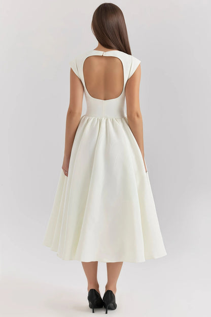 Robe Midi Dos-Nu Avec Détails À Volants Pour Femme | Idéal Pour Usage Quotidien Et Occasions