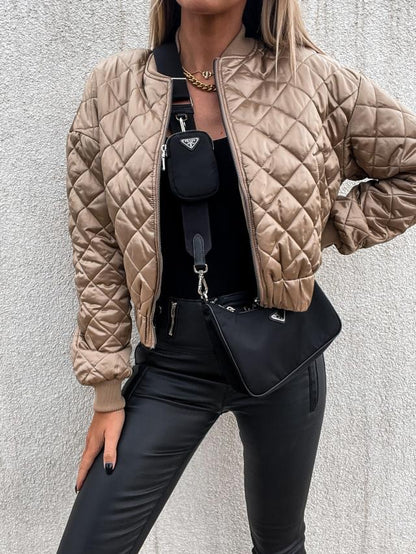 Veste Puffer Courte Matelassée Avec Fermeture Zippée Pour Femme | Idéale Pour La Saison Froide Et Les Activités Quotidiennes