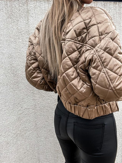 Veste Puffer Courte Matelassée Avec Fermeture Zippée Pour Femme | Idéale Pour La Saison Froide Et Les Activités Quotidiennes