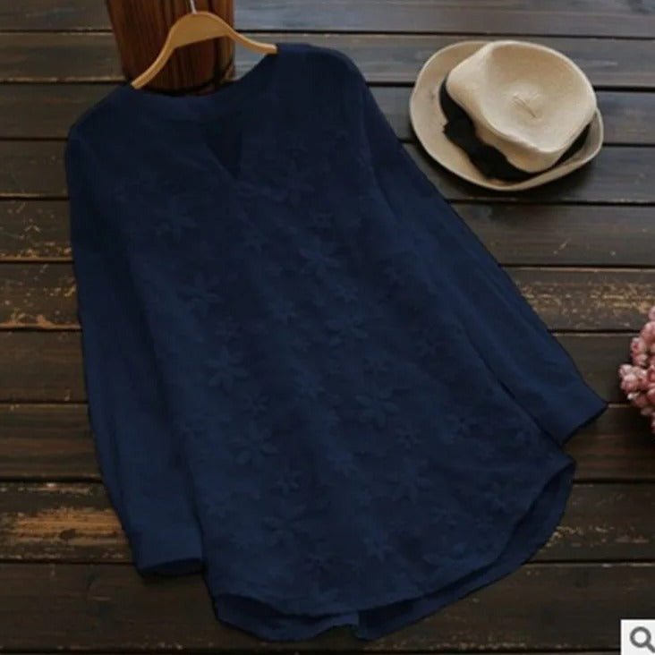 Blouse à Manches Longues avec Broderie Florale pour Femme | Idéale pour l'Été