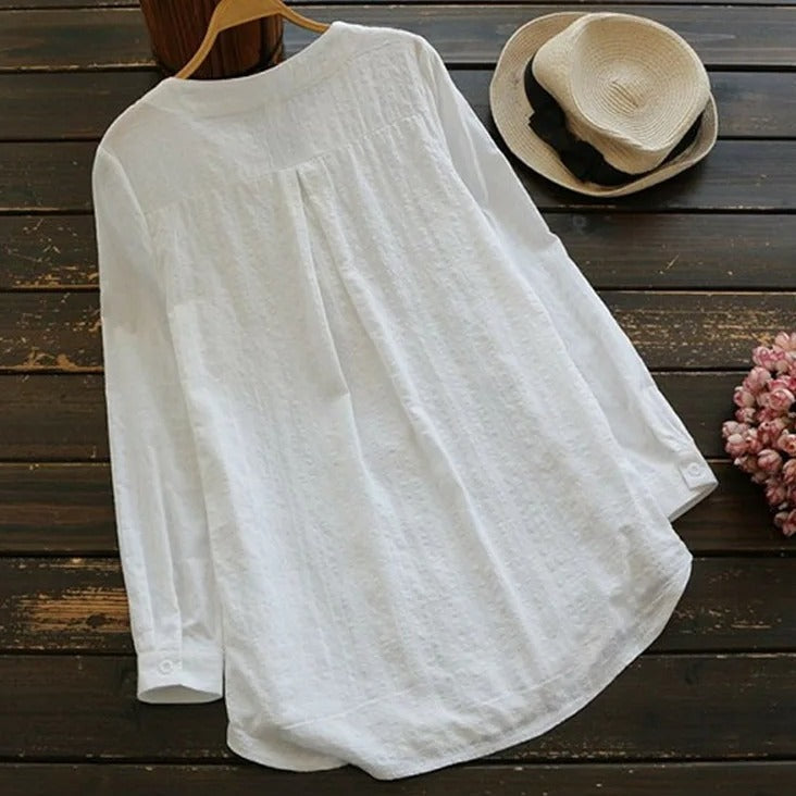 Blouse à Manches Longues avec Broderie Florale pour Femme | Idéale pour l'Été