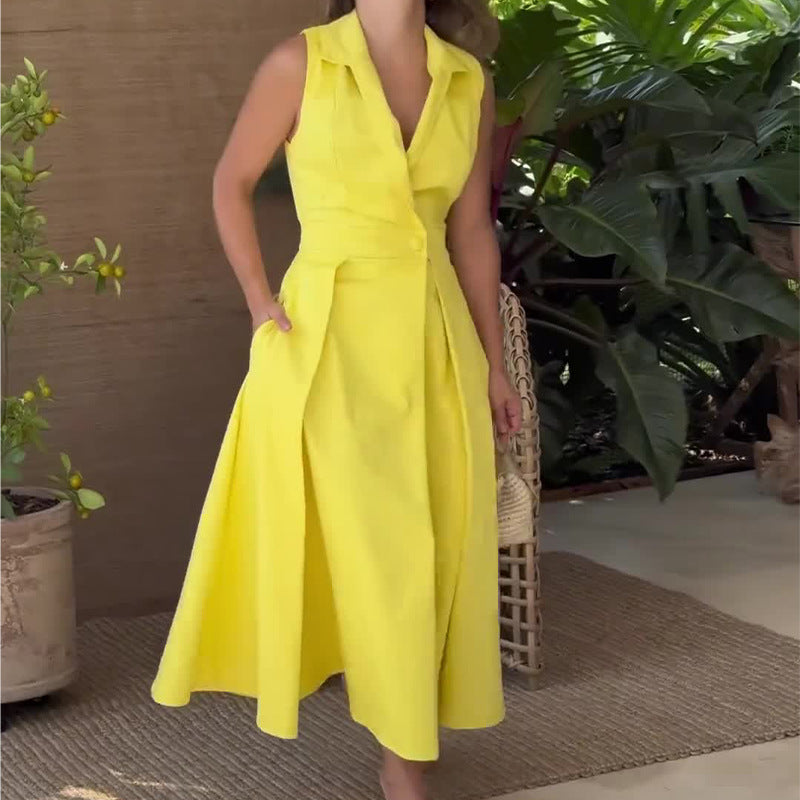 Robe Midi avec Col en V pour Femme | Idéale pour les Occasions et Sorties Quotidiennes