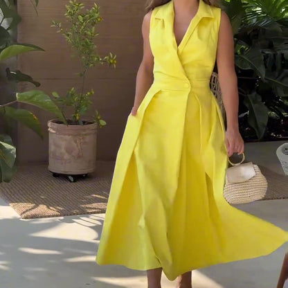Robe Midi avec Col en V pour Femme | Idéale pour les Occasions et Sorties Quotidiennes