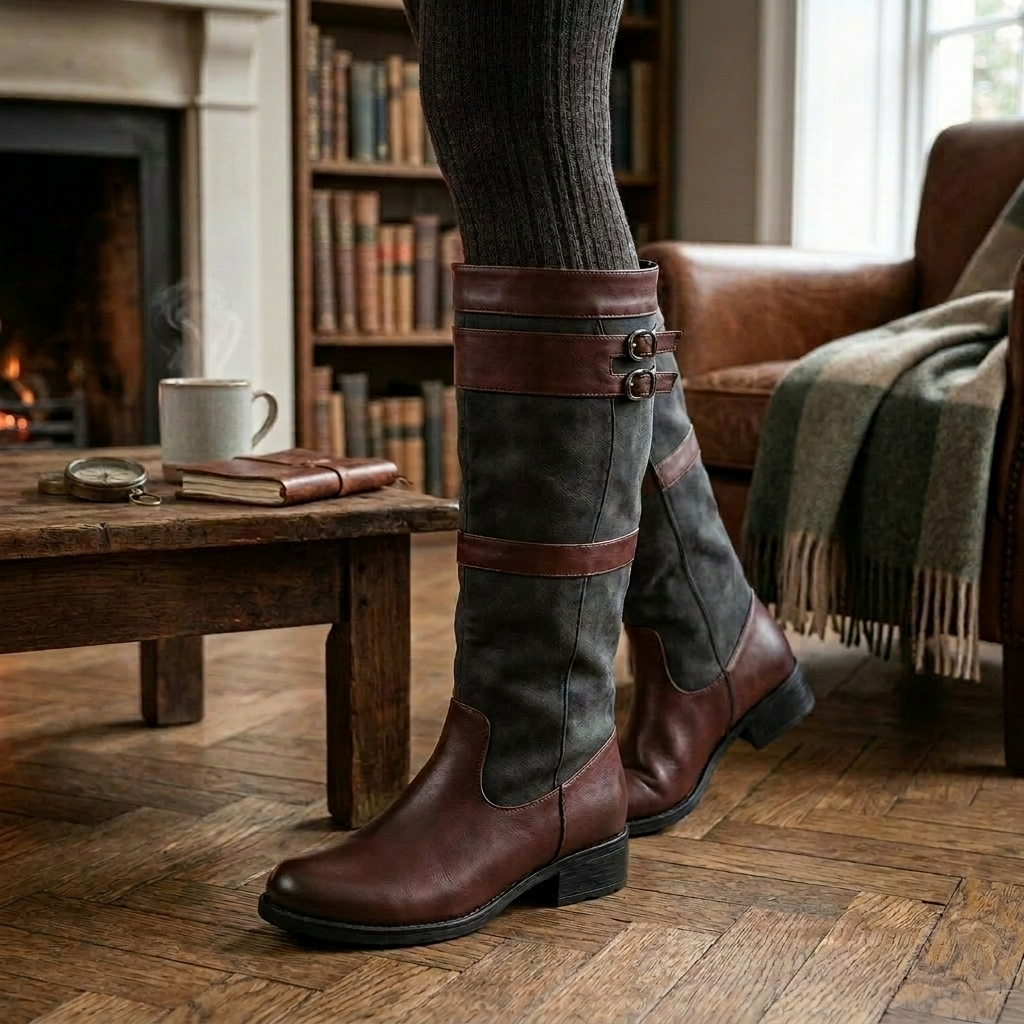 Bottes hautes à boucles doubles pour femmes
