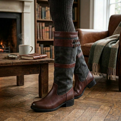 Bottes hautes à boucles doubles pour femmes
