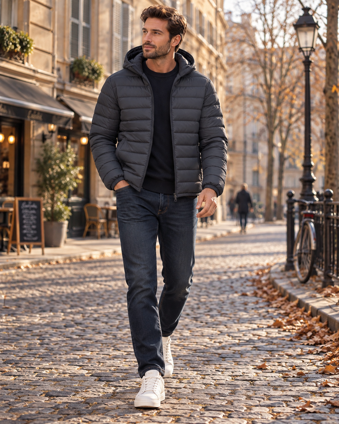 Doudoune matelassée à capuche pour hommes
