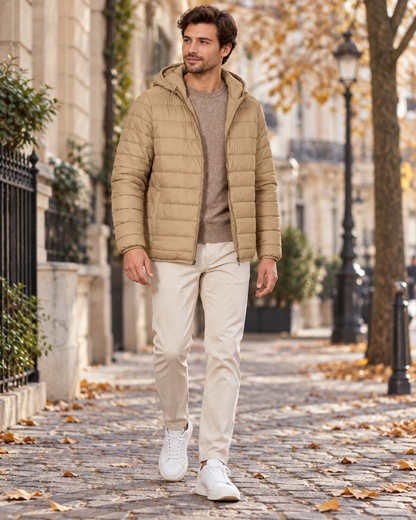 Doudoune matelassée à capuche pour hommes