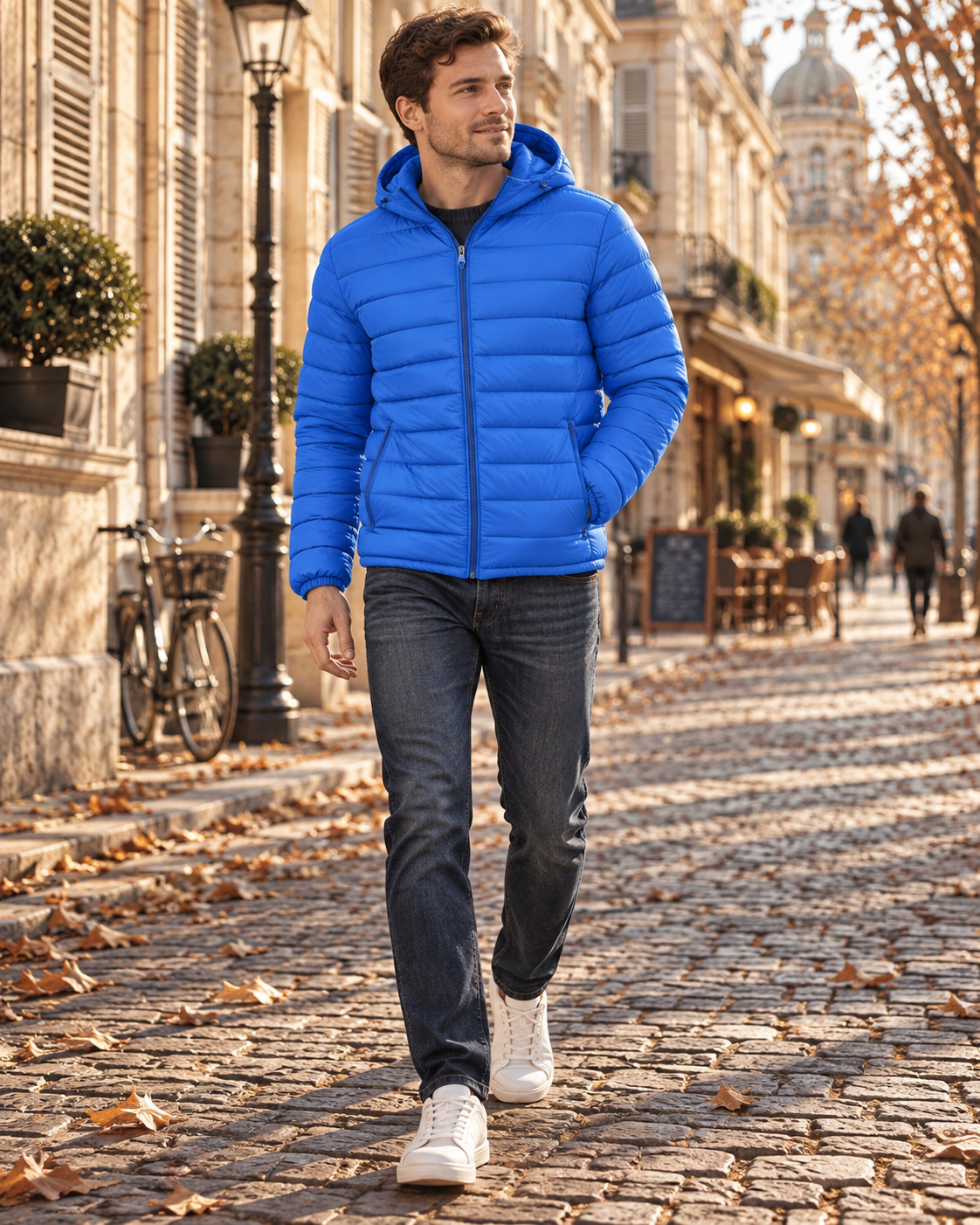 Doudoune matelassée à capuche pour hommes