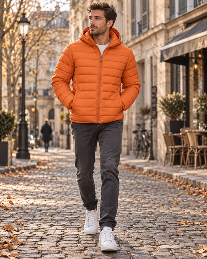 Doudoune matelassée à capuche pour hommes