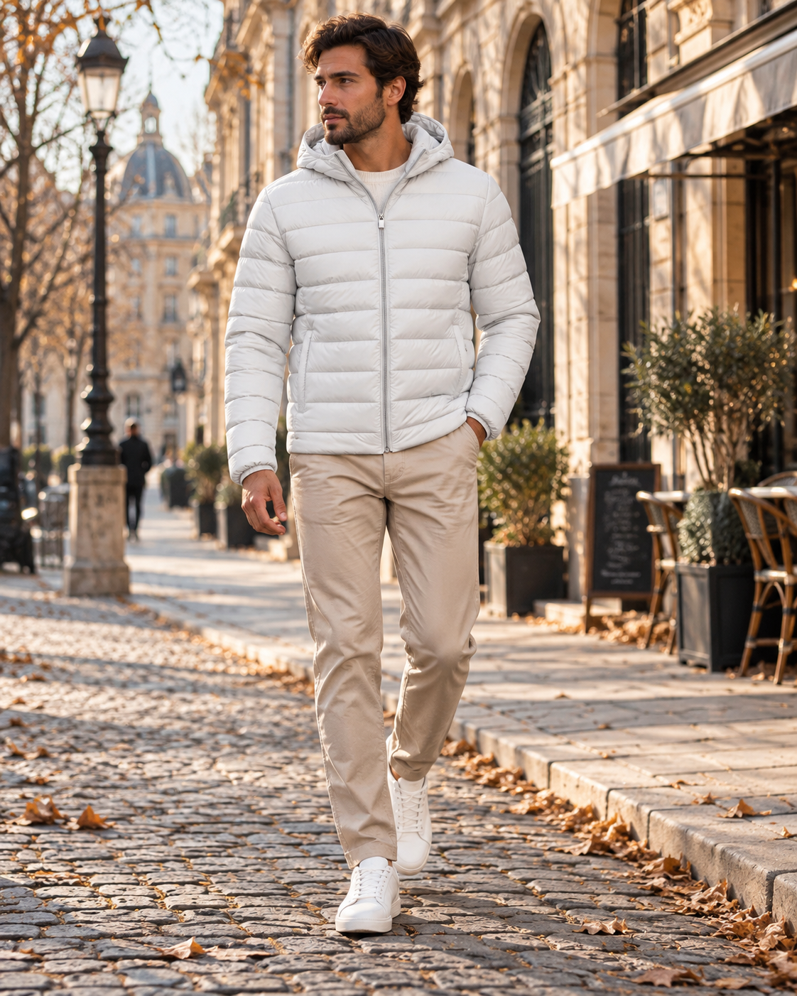 Doudoune matelassée à capuche pour hommes