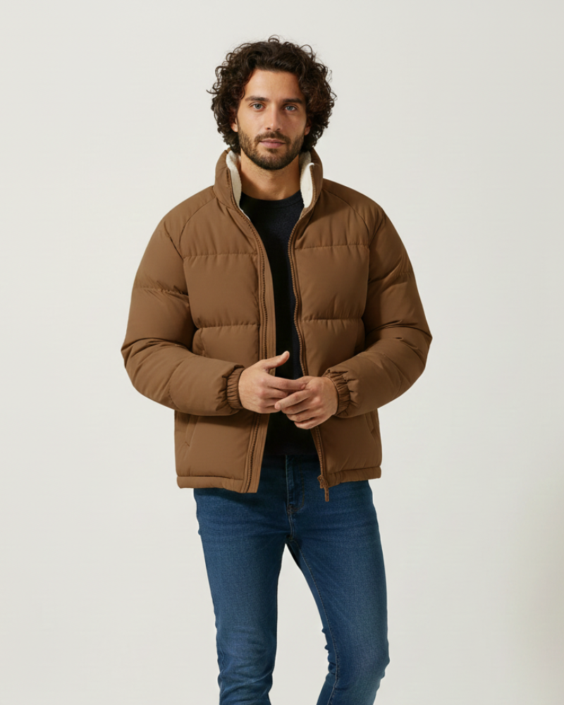 Doudoune matelassée à col montant pour hommes