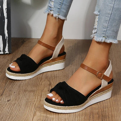 Sandales Plateforme À Design Compensé Avec Bride De Cheville Pour Femmes | Idéal Pour Saison Estivale Et Sorties Décontractées