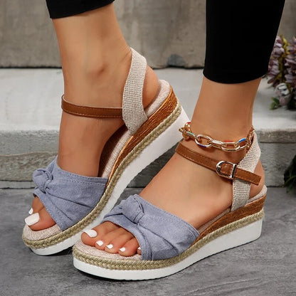 Sandales Plateforme À Design Compensé Avec Bride De Cheville Pour Femmes | Idéal Pour Saison Estivale Et Sorties Décontractées