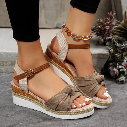 Sandales Plateforme À Design Compensé Avec Bride De Cheville Pour Femmes | Idéal Pour Saison Estivale Et Sorties Décontractées