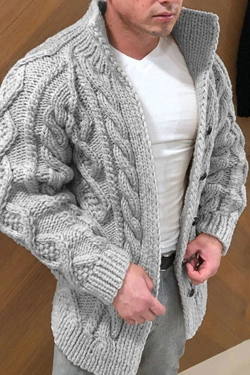 Cardigan Long avec Col Contrasté pour Homme | Idéal pour les Tenues Décontractées