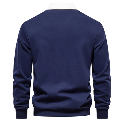 Polo Rugby À Manches Longues avec Col Contrasté pour Homme | Idéal pour La Mi-Saison