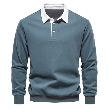 Polo Rugby À Manches Longues avec Col Contrasté pour Homme | Idéal pour La Mi-Saison
