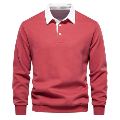 Polo Rugby À Manches Longues avec Col Contrasté pour Homme | Idéal pour La Mi-Saison