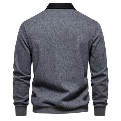 Polo Rugby À Manches Longues avec Col Contrasté pour Homme | Idéal pour La Mi-Saison