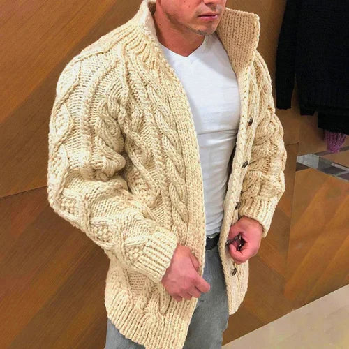 Cardigan Long avec Col Contrasté pour Homme | Idéal pour les Tenues Décontractées