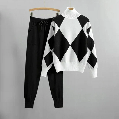 Ensemble Loungewear avec Col Roulé Et Pantalon Relax pour Femme | Idéal pour Automne Et Hiver