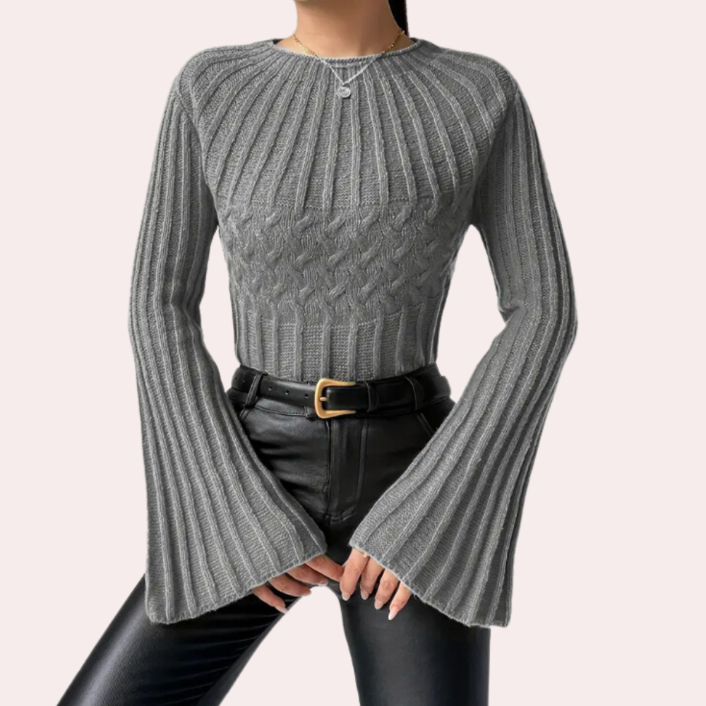 Pull À Maille Côtelée Avec Manches Évasées Pour Femme | Idéal Pour Un Usage Quotidien