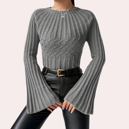 Pull À Maille Côtelée Avec Manches Évasées Pour Femme | Idéal Pour Un Usage Quotidien