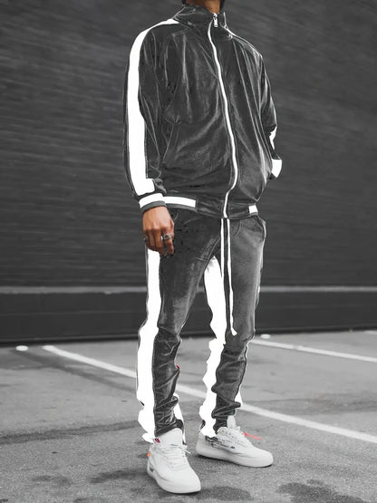 Ensemble de Survêtement pour Homme avec Veste Zippée et Pantalon Coordonné | Idéal pour les Loisirs et le Sport Léger