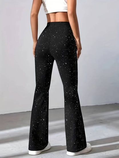 Pantalon Coupe Évasée Avec Tissu À Effet Brillant Pour Femmes | Idéal Pour Occasions Quotidiennes Et Sorties