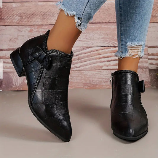 Bottines À Hauteur Cheville Avec Fermeture Zippée Et Détail Boucle Pour Femmes | Idéales Pour Usage Quotidien