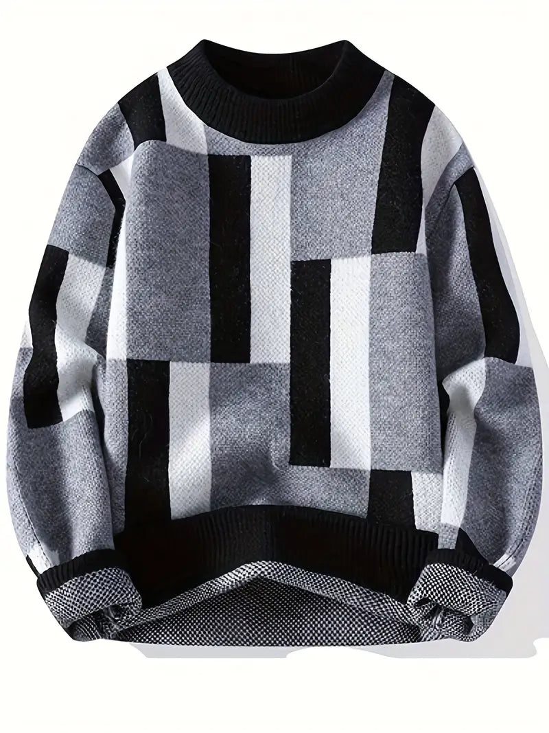 Pull En Maille À Motif Géométrique Avec Coupe Décontractée Pour Adultes | Idéal Pour Saisons Fraîches