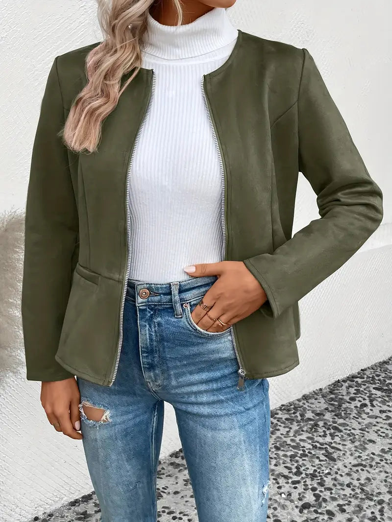 Veste Avec Fermeture Zippée Et Coupe Structurée Pour Femmes | Idéal Pour Les Saisons De Transition