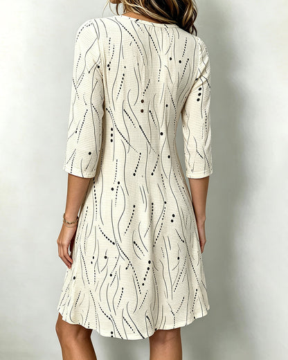 Robe boutonnée à manches 3/4 pour femmes