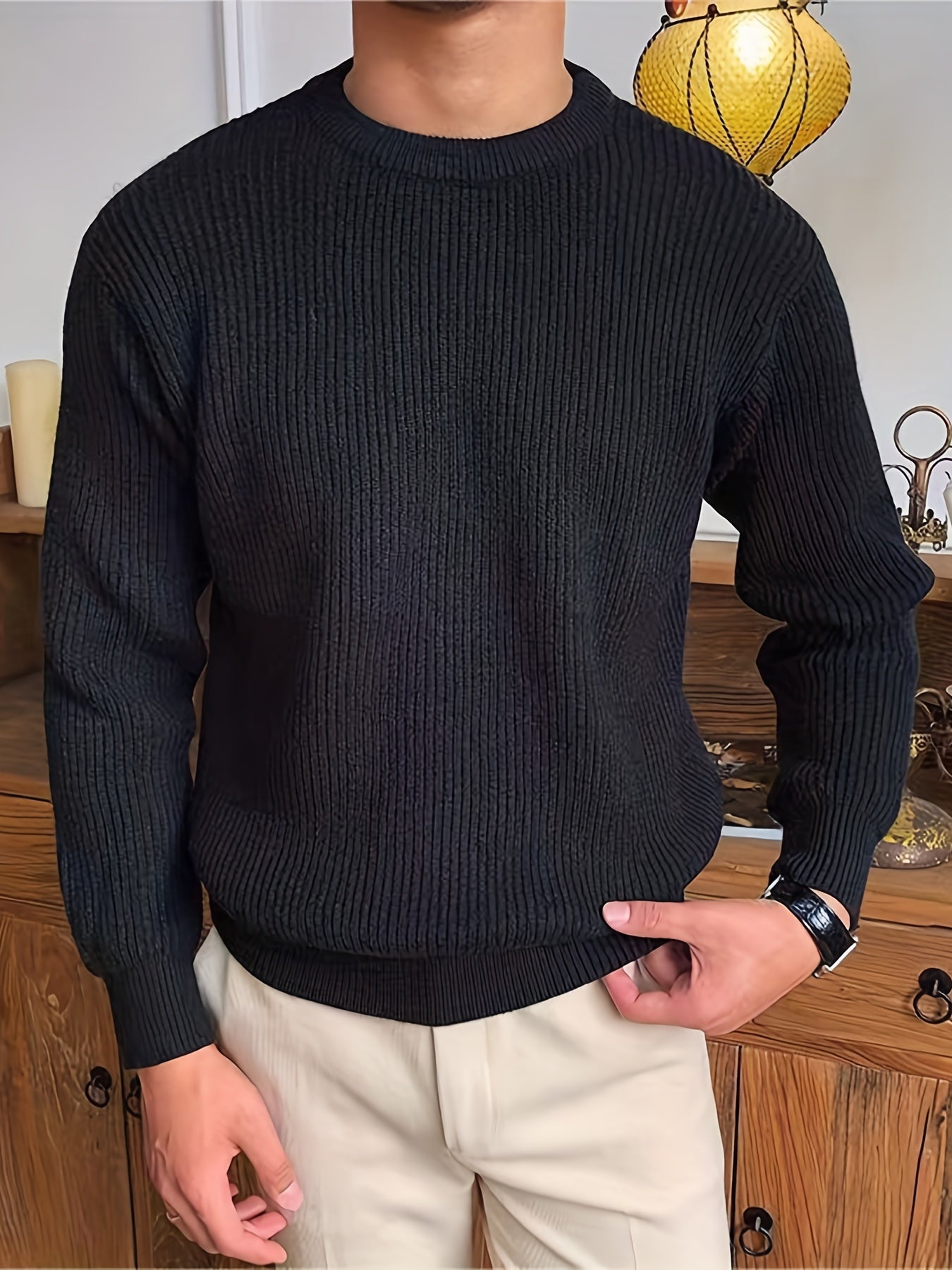 Pull En Maille À Motif Câblé Avec Coupe Ajustée Pour Homme | Idéal Pour L’Automne Et Le Quotidien