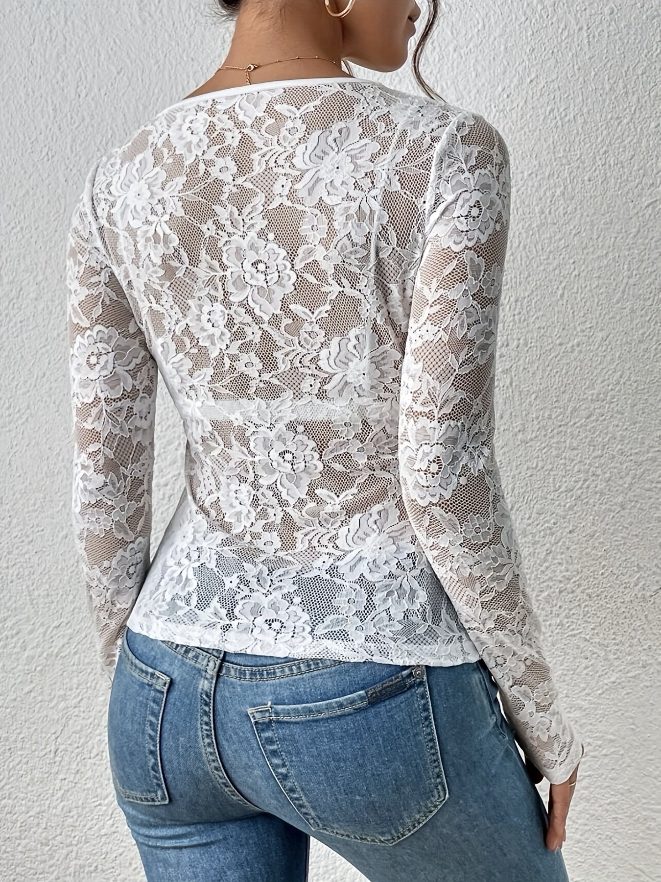 Haut en Dentelle avec Superposition Transparente pour Femme | Idéal pour le Quotidien et les Occasions