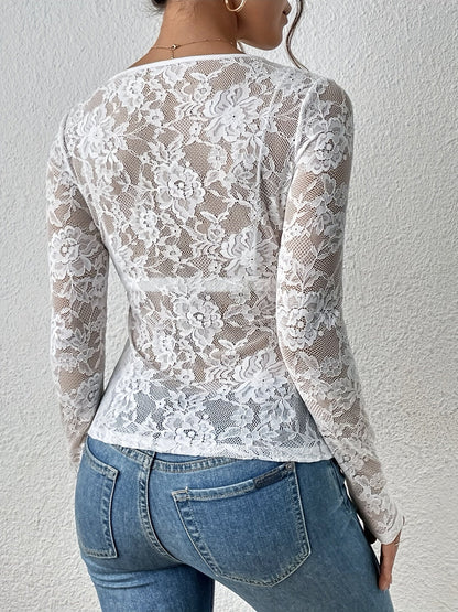 Haut en Dentelle avec Superposition Transparente pour Femme | Idéal pour le Quotidien et les Occasions