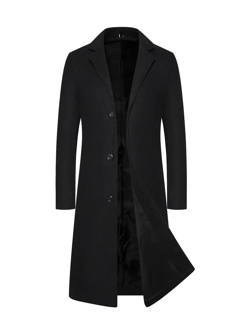 Manteau Long Avec Col Cranté Pour Homme | Idéal Pour Saisons Froides Et Intermédiaires