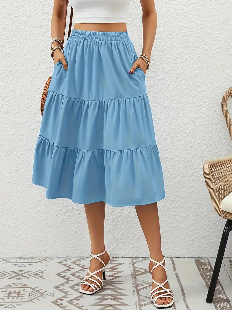 Jupe Évasée à Imprimé Floral avec Poches pour Femme | Idéale pour le Printemps et l'Été