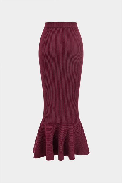 Ensemble Deux Pièces avec Haut Ajusté et Jupe Midi à Volants pour Femme | Idéal pour le Quotidien et les Occasions