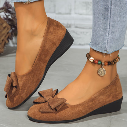 Ballerines talon compensé avec nœud pour femmes