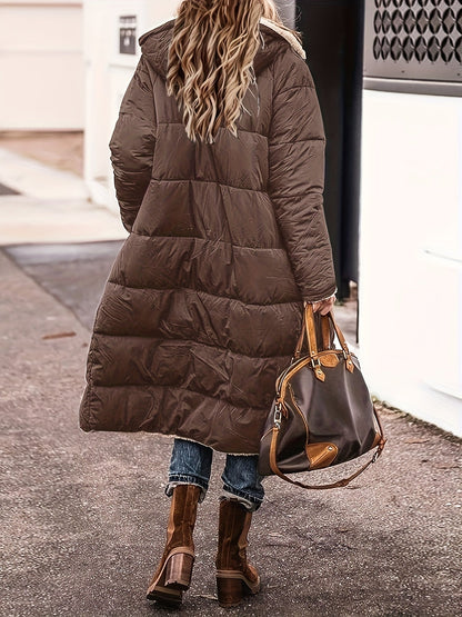 Manteau Long Matelassé avec Doublure en Polaire pour Femme | Idéal pour l’Hiver