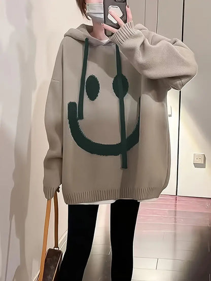 Hoodie à Manches Longues avec Motif Sourire pour Adultes | Idéal pour un Usage Quotidien