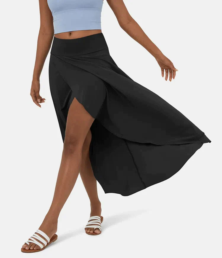 Jupe Midi À Taille Haute Avec Ourlet Froncé Pour Femme | Idéale Pour Usage Quotidien