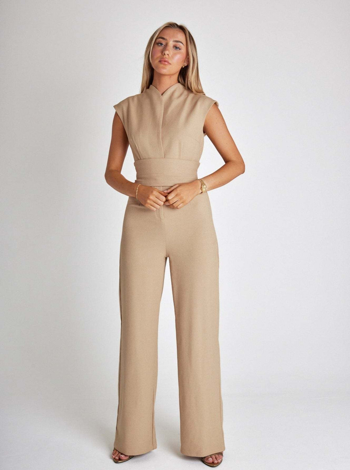 Combinaison Une Pièce Sans Manches Avec Jambes Larges Et Ceinture Ajustable Pour Femmes | Idéal Pour Mi-Saisons