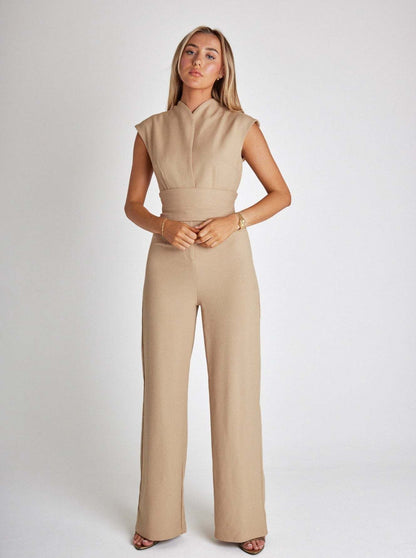 Combinaison Une Pièce Sans Manches Avec Jambes Larges Et Ceinture Ajustable Pour Femmes | Idéal Pour Mi-Saisons