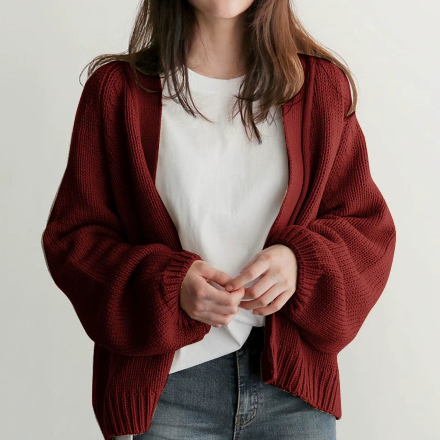 Cardigan à col ouvert et manches amples pour femme | Idéal pour l’automne
