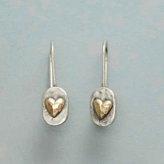 Boucles D’Oreilles Avec Cœur Doré Et Détails Argentés Pour Femmes | Idéales Pour Le Quotidien