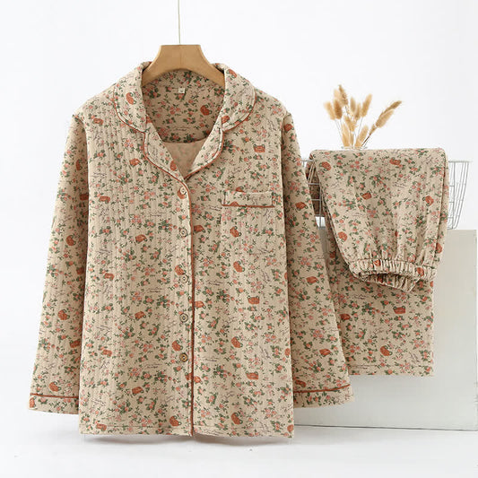 Ensemble Pyjama à Motif Floral avec Taille Élastique pour Adulte | Idéal pour la Maison et le Sommeil