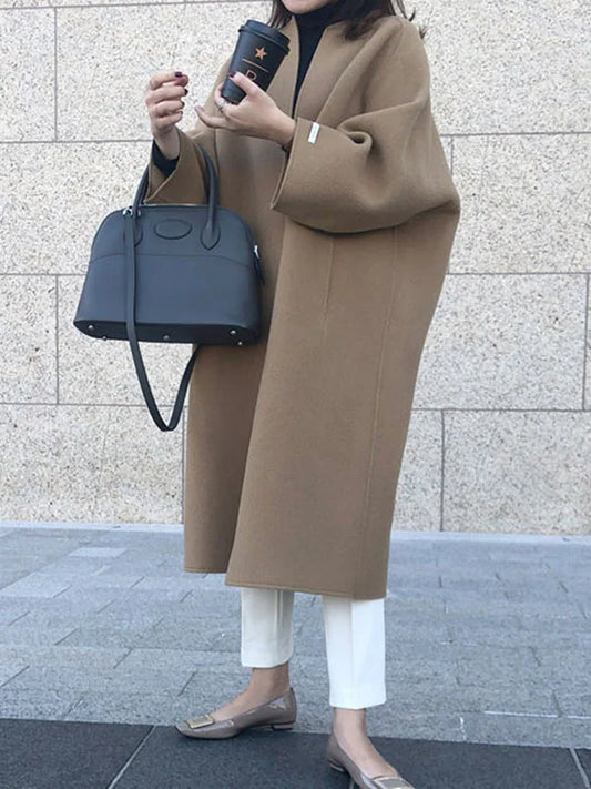 Manteau Long Croisé Sans Boutons pour Femme | Idéal pour l’Hiver